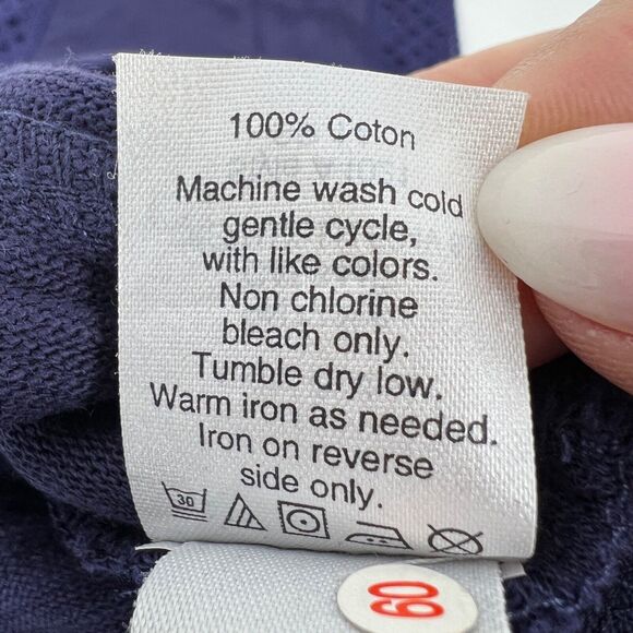 Madewell Navy Blue Eyelet Inset VIGNETTE Shirt Blouse NWT Women's top size XS - Picture 10 of 11